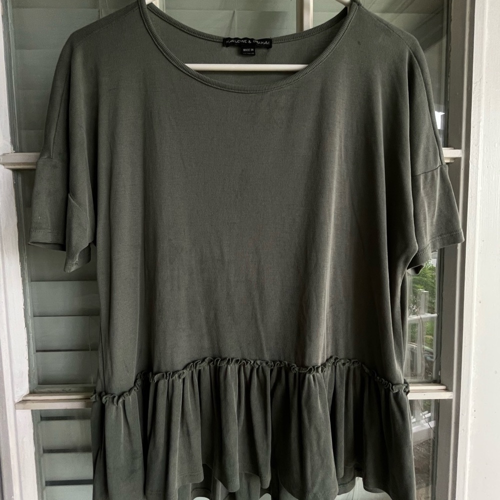 Women's Green Ruffled Top
